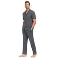 thumbnail image 5 of EA'S SECRET Men's 100% Cotton Pajama Sets Button Down Loungewear with Long Pants Summer Breathable Pjs with Pockets(Iron Grey,M), 5 of 9