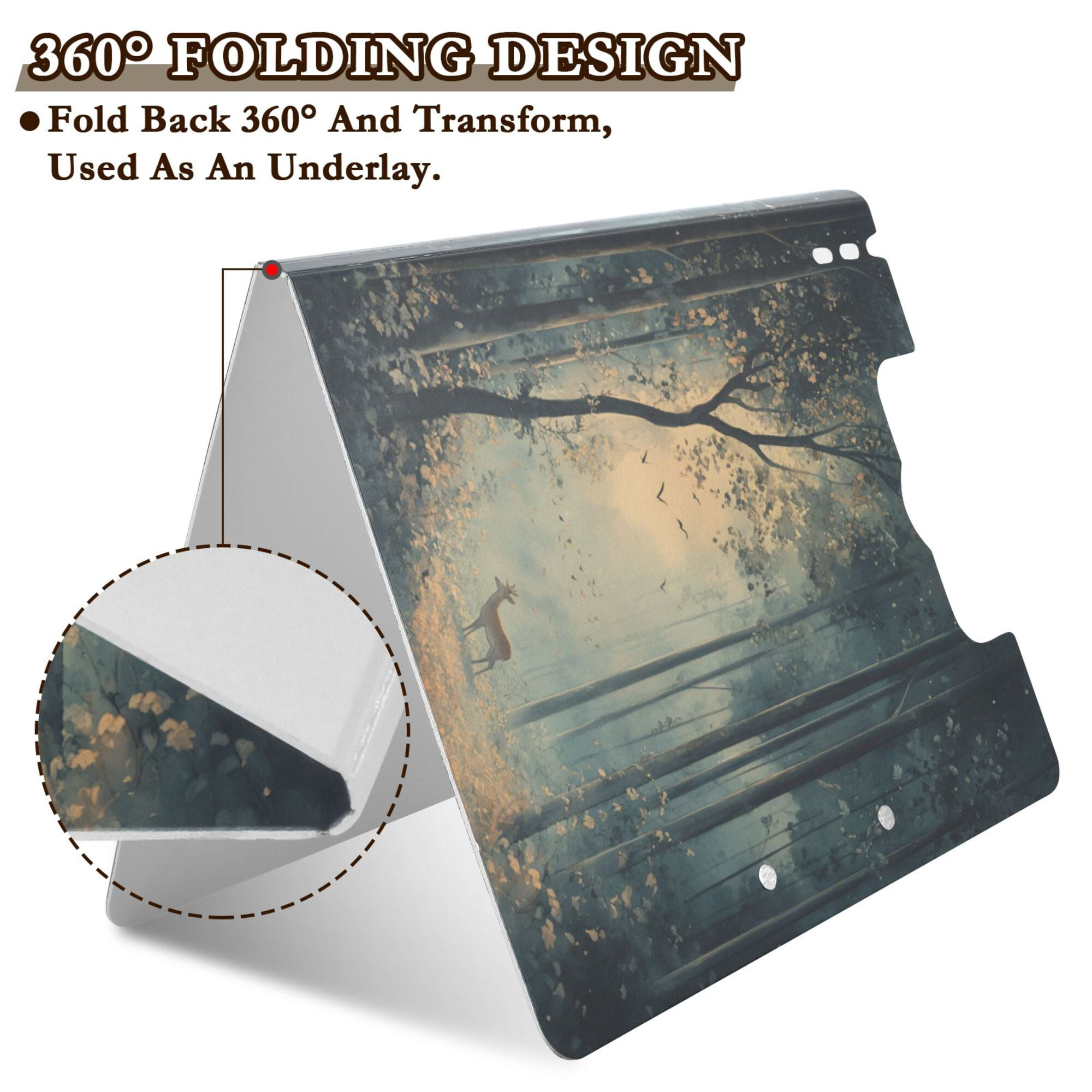 FORMRS A4 Clipboard Folder with Pen Holder Horizontal Foldable School Office Binder, Retro Forest