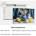 thumbnail image 6 of Yellow Lemon Wall Art for Kitchen, Vintage Citrus Fruit Canvas Print, Blue Pottery on Table Painting, Rustic Farmhouse Decor Framed Artwork, 6 of 6