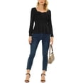 thumbnail image 2 of INSPIRE CHIC Long Sleeve Peplum Ruched Tops Black XS, 2 of 6
