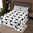 thumbnail image 2 of Erosebridal Modern Abstract Patchwork Bedspread Sets King Size, Abstract White Black Bed Quilt 3 Pieces, 2 of 5