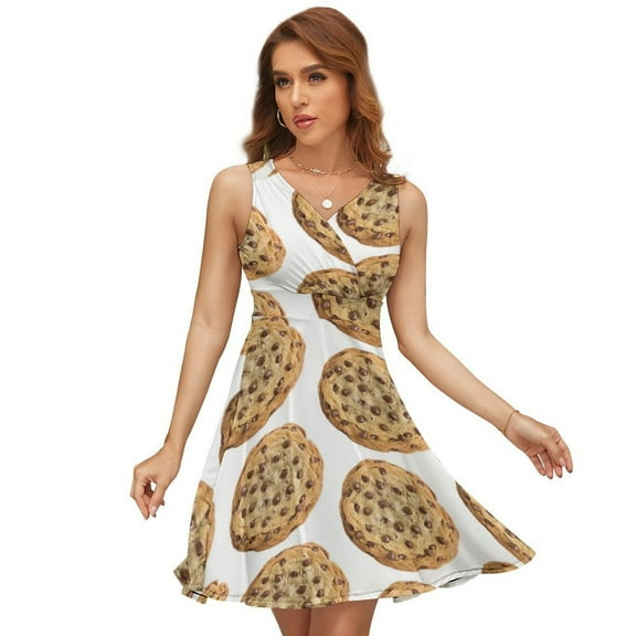 Chocolate Chip Cookie Dress Summer Street Style Dresses Female Sleeveless Printed Sundress