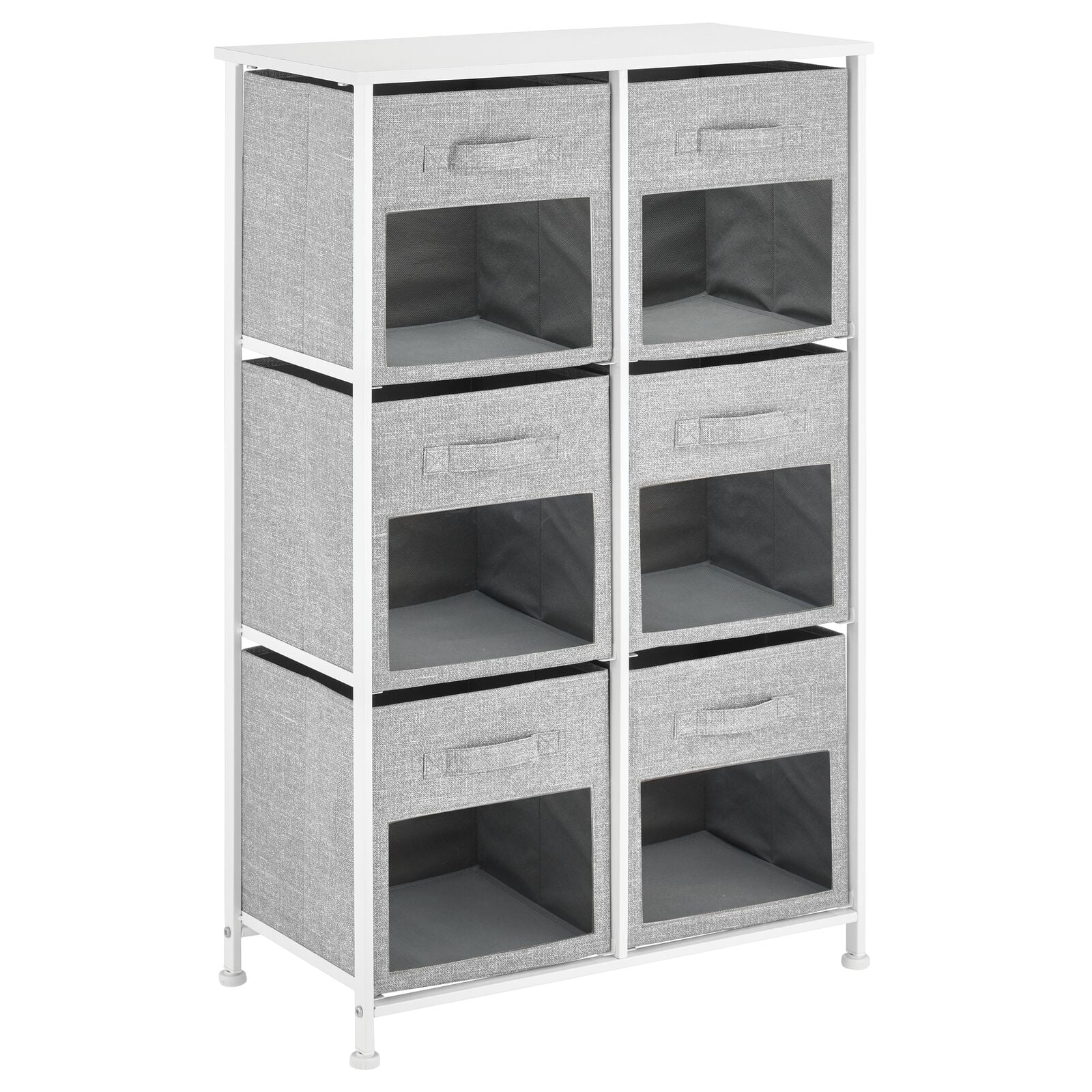 mDesign Vertical Furniture Storage Tower - Sturdy Steel Frame, Easy Pull  Fabric Bins - Organizer Unit for Bedroom, Hallway, Entryway, Closets -  Clear 