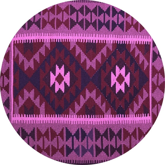 Ahgly Company Indoor Round Oriental Purple Traditional Area Rugs, 5' Round