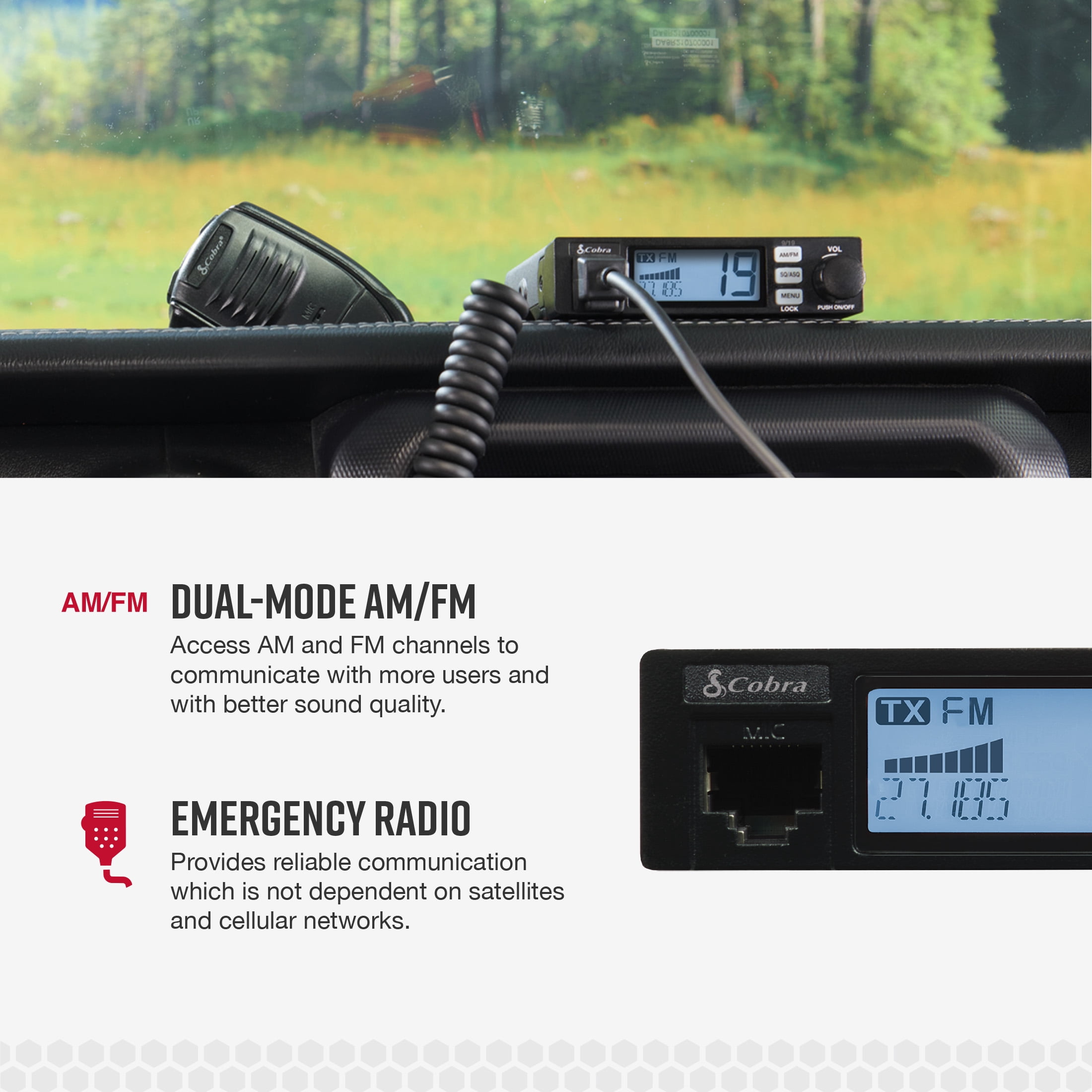 Cobra Cobra 19 Ultra 6 AM/FM CB Radio, Ultra-Compact 40-Channel Recreational Mobile Radio with LCD Display & VOX