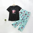 thumbnail image 1 of Kelon Ensembles de Pyjama pour Femmes Liquidation Femme Pyjamas Mélangés Ensemble de Pyjama en Coton pour Femmes Mignon Ensemble 2 Pcs Confortable Été Col en V T-Shirt à Manches Courtes Capri Tenue de Nuit, 1 of 3