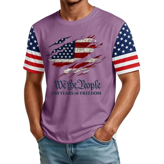 250 Anniversary USA Shirt 1776-2026 250th Birthday Patriotic American Flag T-Shirt Light Purple 3XL