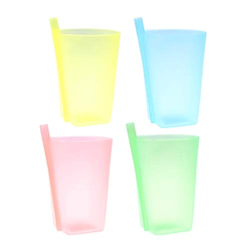 EXCEART Sippy Cup 4PC Sippy Cups Plastic Cups with Built in Straw