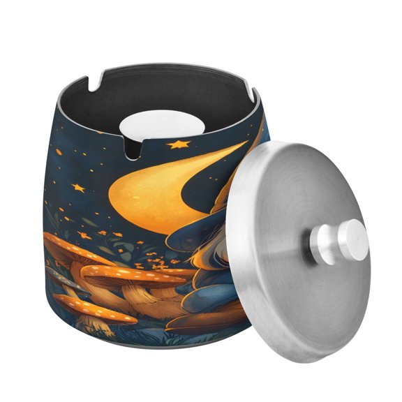 ALAZA Cigar Ashtray with Lid Christmas Gnome Mushroom Ash Tray for Cigarettes Smokeless Ashtrays