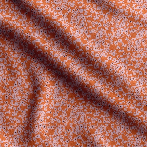Soimoi Floral Print,Cotton Poplin, Sewing Fabric Sold by The Yard 42 Inch Wide,Sewing Craft Quilting/Quilt Making Fabric, Orange & White