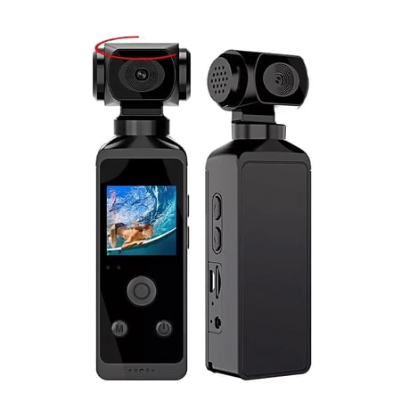 4K Action Camera Pocket Wifi Mini Sports Camera 270&deg; Rotatable Sports Photo Video Vlog Recorder with Microphone Waterproof Case