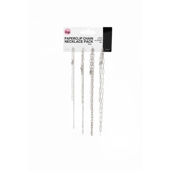 CousinDIY Silver Tone Paperclip Chain Necklace Pack for Jewelry Crafting