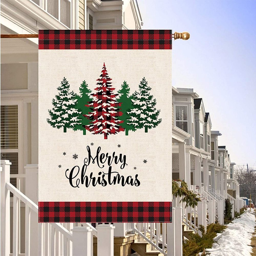 Burlap Tree Double Sided Large Christmas House Flags