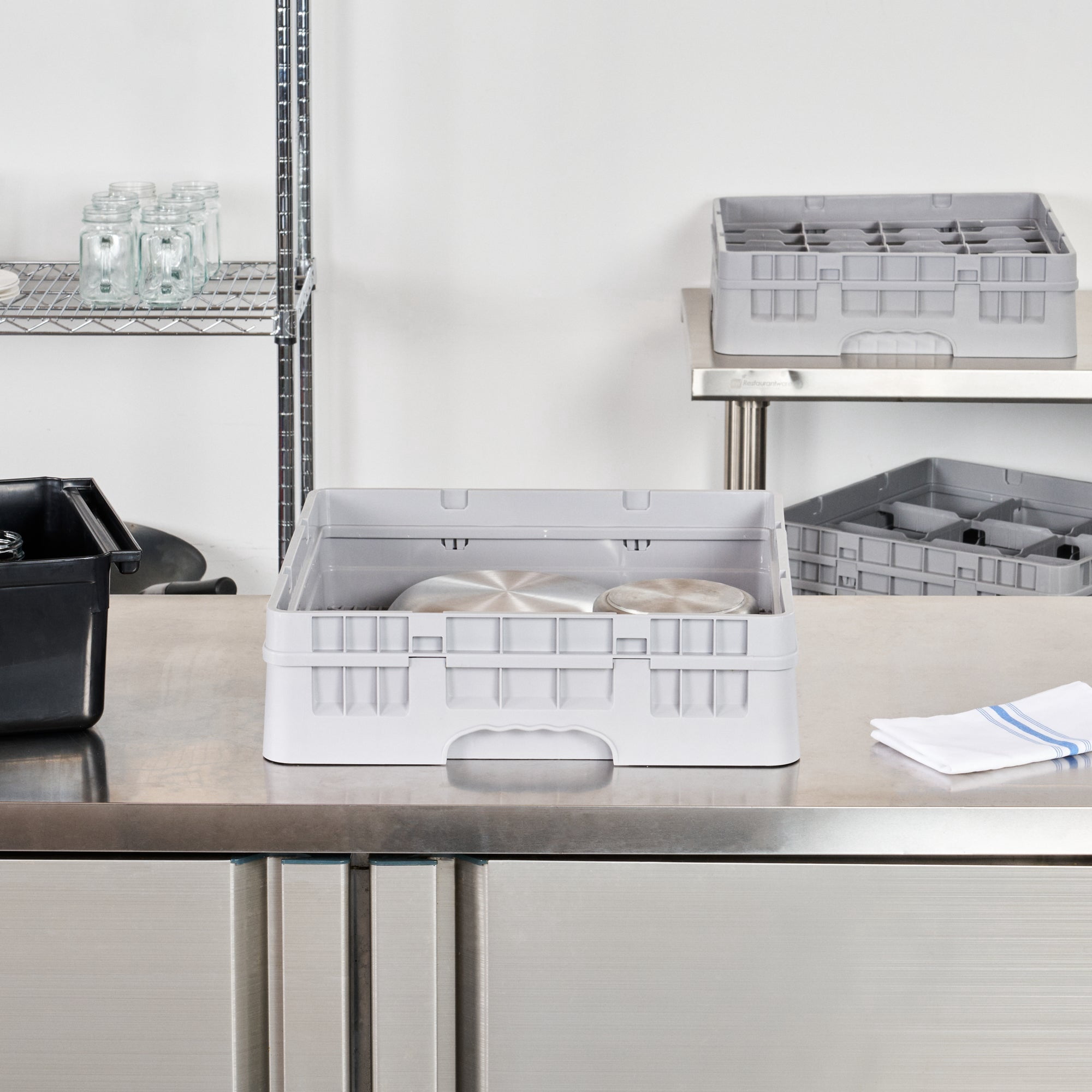 Restaurantware EXTENDER ONLY, Clean Tek Professional Glass Rack Extender, 1 Heavy Duty Gray Polypropylene Add-On, Durable with Closed Sides, Dishwasher Extender, Rack Sold Separately