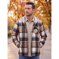 thumbnail image 4 of GIRUNS Men's Plaid Flannel Zip Up Hoodie Jacket Lightweight Casual Shirt Jacket Outerwear Coat Camel BN Dark Coffee 2XL, 4 of 6