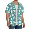 thumbnail image 4 of Daiia Cartoon Funny Goose Men's Linen Shirts Short Sleeve Casual Shirts Button Down Shirt for Men Beach Summer Wedding Shirt-4X-Large, 4 of 7