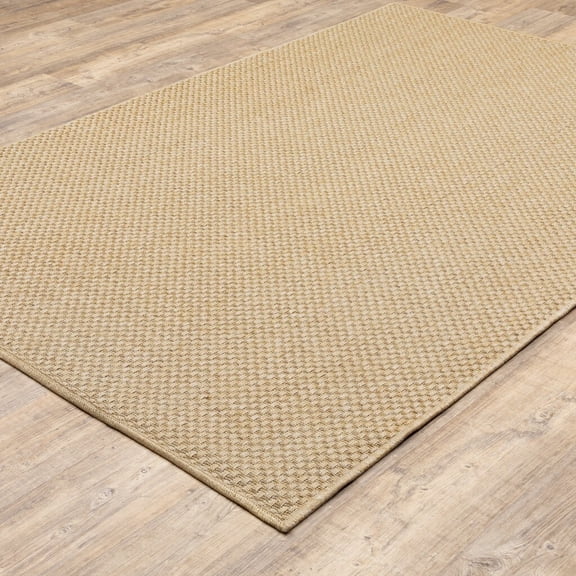 7'x10' Solid Sand Beige Indoor Outdoor Area Rug - 3'6" 94.49"W x 129.92"D x 0.16"H 8' x 10' Indoor Rectangle