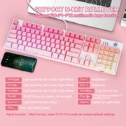 MageGee MK-Storm Mechanical Gaming Keyboard, Pink White, RGB Backlit, N-Key Rollover