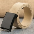 thumbnail image 2 of MEICHEN Khaki Belt for Women and Men,Canvas Belt With Flip Top Plain Buckle Solid Color Elastic Waistband,Unisex Accessories Wide Belt, 2 of 5