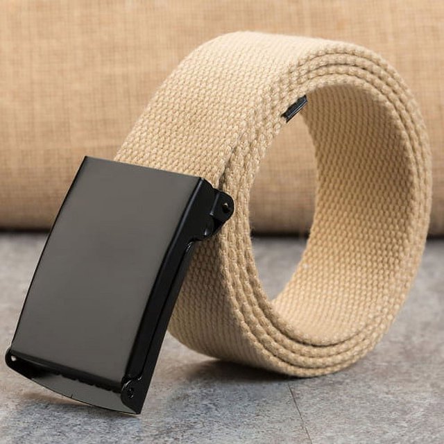 KOKOPARK Ceinture Tactique pour Hommes Femmes Découpée pour s'Adapter Garde de Sécurité de 3,7 Pouces Randonnée à Rabat Boucle Toile Kaki