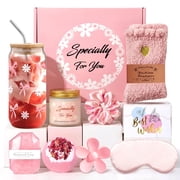 WKTRSM Pink Daisy Gift Basket for Women, Self Care Spa Package, Birthday Mother's Day Thank You Get Well Sympathy Gift for Mom Wife Sister Friend