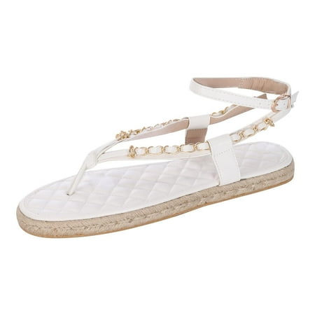 

Womens Sandals Clearance Platform Twine Rope Thong Sandals Women Straw Metal Chain Roman Sandals