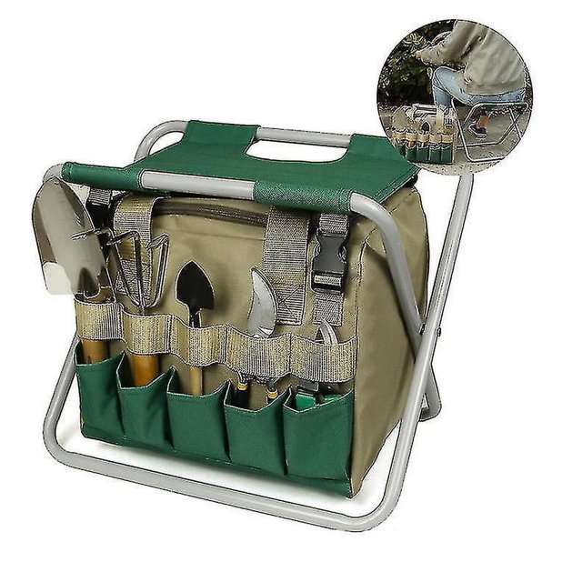 Bolsa de herramientas, silla, juego de herramientas de jardín, bolsa con asiento plegable, asiento plegable de jardinero con herramientas