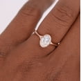 thumbnail image 3 of Solitaire Jewels Dainty Bezel Set Oval Moissanite Engagement Ring For Women, 18K Rose Gold, 3 of 5