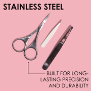 Japonesque Brow Grooming Kit, Includes Slant Tweezer, Point Tweezer, Scissors & Spoolie, 4 Piece
