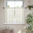 thumbnail image 4 of Spring Linen Textured Kitchen Window Curtains over Sink 25×30 Inch Length Semi Sheer Farmhouse Small Curtains for Cafe Bathroom Basement, Short Rod Pocket Tier Curtains 2 Panels, 4 of 5