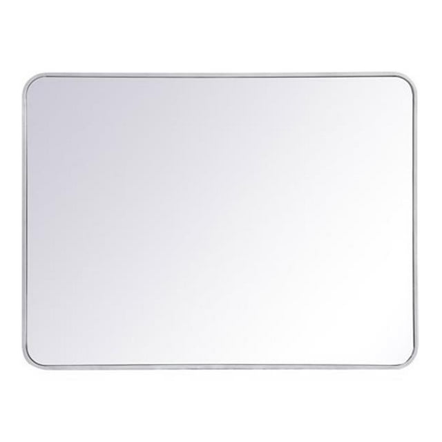 Elegant Lighting MR803040S 30 x 40 in. Evermore Soft Corner Rectangular Metal Mirror, Silver