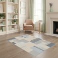 thumbnail image 2 of ODIKA 4'x6' Ultra-Soft Area Rug, Striped Contemporary Interlocking Rectangular Blocks Minimalist None Washable, Bare feet friendly, Silk-Touch for Bedroom Home office, 2 of 7