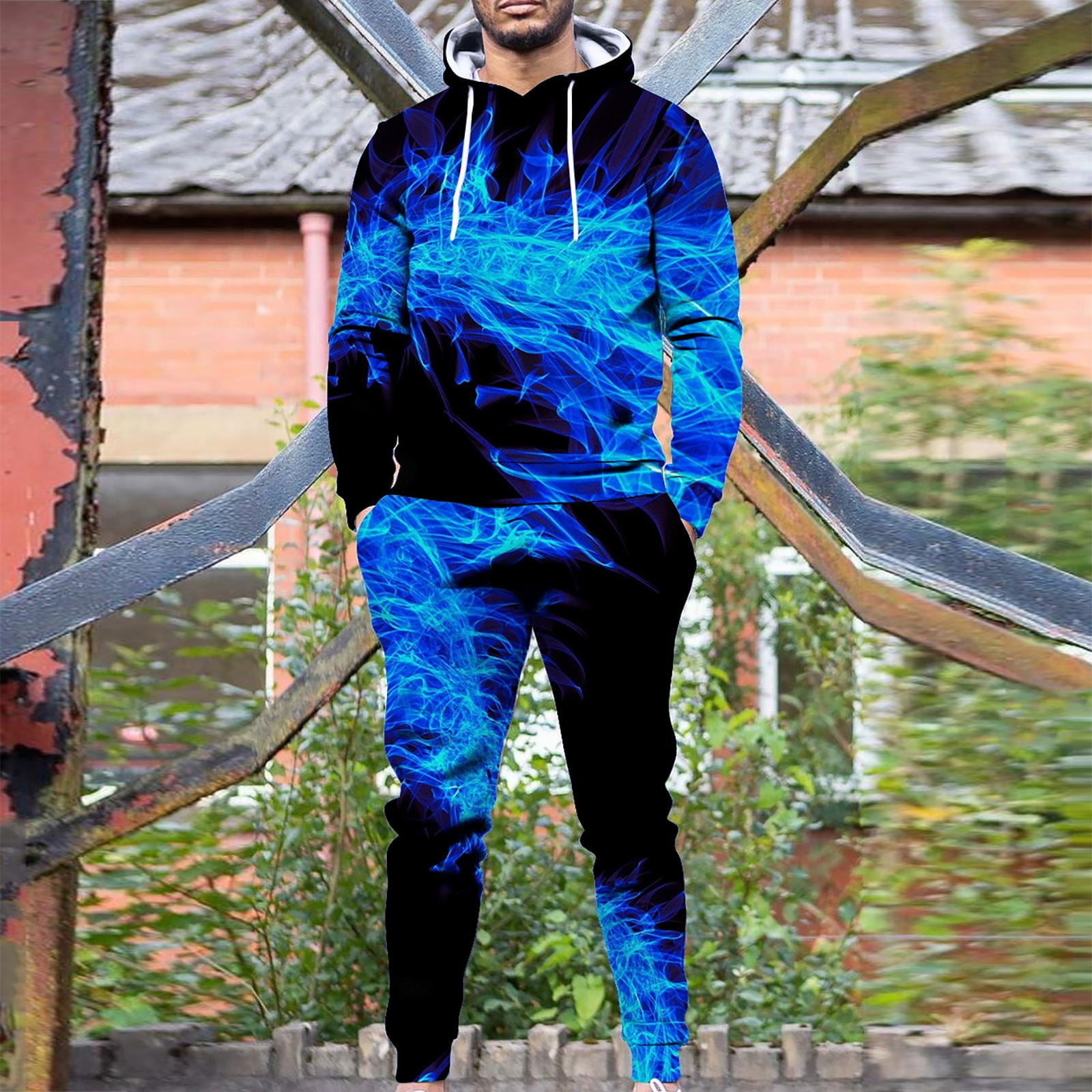 Long Pants For Men Men'S Fashion Long-Sleeved Trousers Tie-Dye Two-Piece  Sports And Leisure Suit Blue Xl,ac3768 - Walmart.com