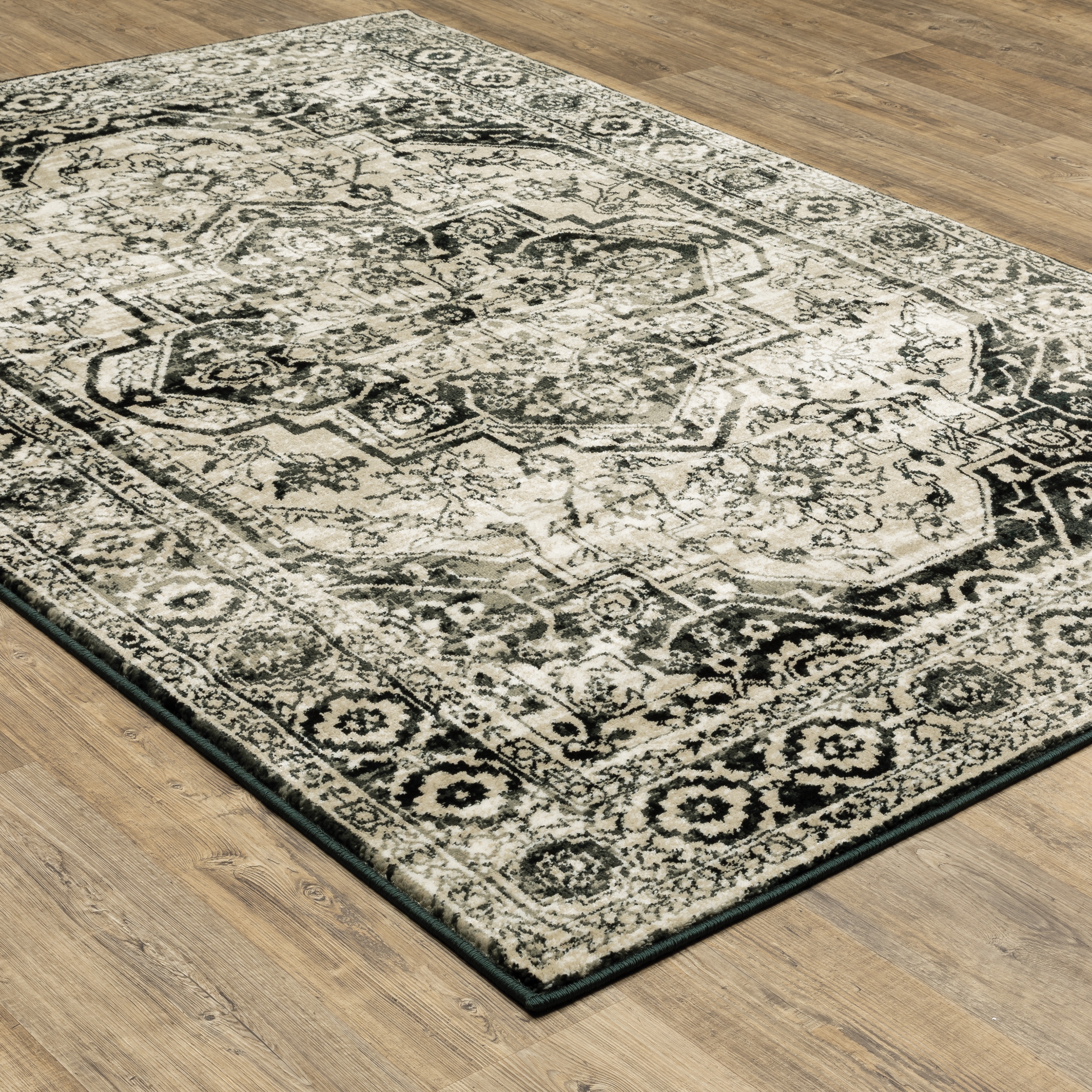 Avalon Home Gracie Distressed Medallion Area Rug, 6'7" X 9'2", Gray/ Black
