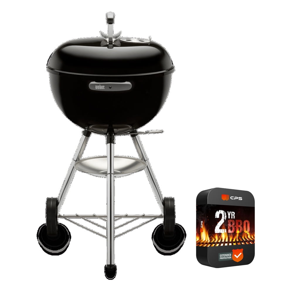 Weber 441001 Original Kettle 18 in Charcoal Grill Black Bundle with Premium 2 YR CPS Enhanced