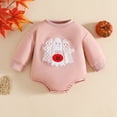 thumbnail image 2 of Gubotare Halloween Bodysuit Baby Girl Baby Girl Halloween Outfit Pumpkin Bubble Bodysuit Peter Pan Collar Ruffle Long Sleeve Bodysuit Clothes 0 3 6 9 12 18 24 Months (Pink,0-3 Months), 2 of 7