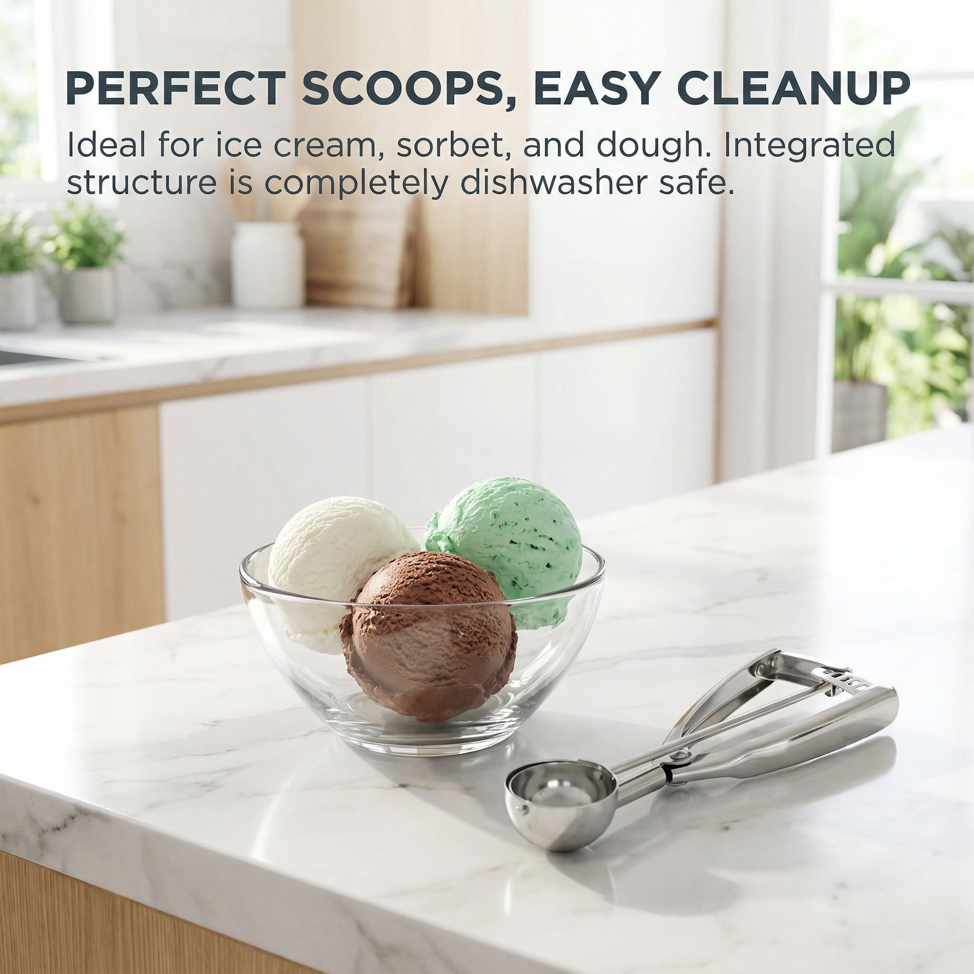 Unique Bargains Easy Clean Tool Stainless Steel Ice Cream Scoop Silver 8in