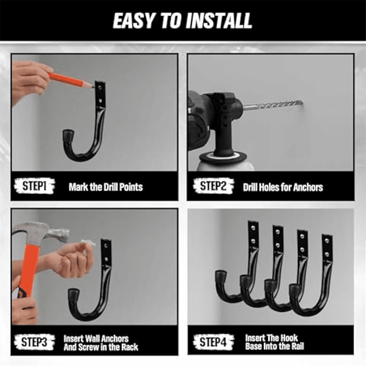 Heavy Duty Garage Storage Hooks,12pcs Bike Hooks for Garage Wall,Utility Garage Hooks,Wall Mount J Hook for Hanging