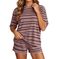 thumbnail image 2 of NominalSnug Lounge Sets for Women Striped Oversized Matching Tops and Shorts Summer Workout Vacation Outfits Pajamas Set, 2 of 8
