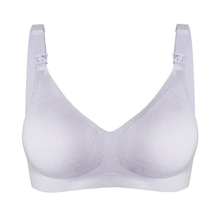 Quealent Women Nursing Bra Maternity Breastfeeding Pregnant Vest Bras Plain Color Wireless Nursing Bras (Purple L)