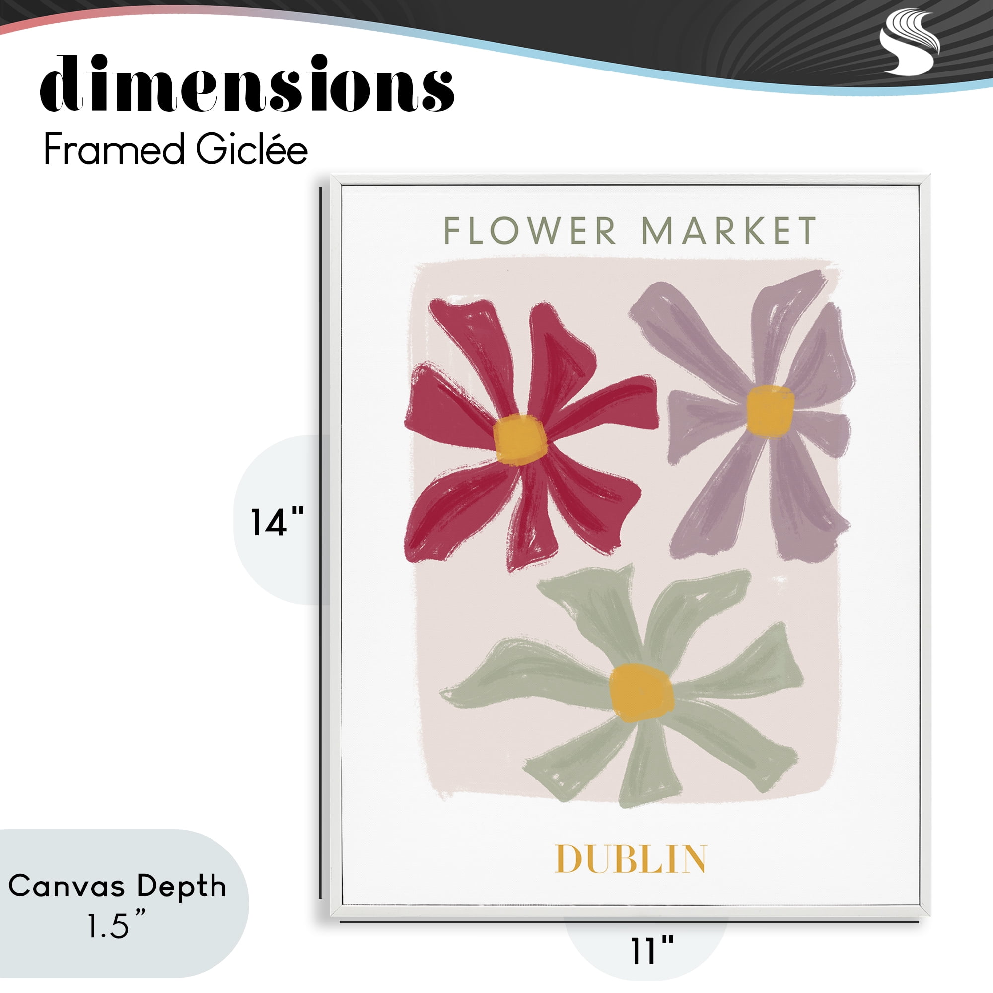 Stupell Industries Muted Dublin Flower Market White Framed Giclee Art, design by Lucille Price