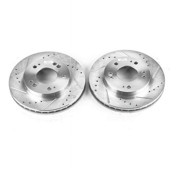 Power Stop Front Pair of Drilled and Slotted Brake Rotors JBR518XPR