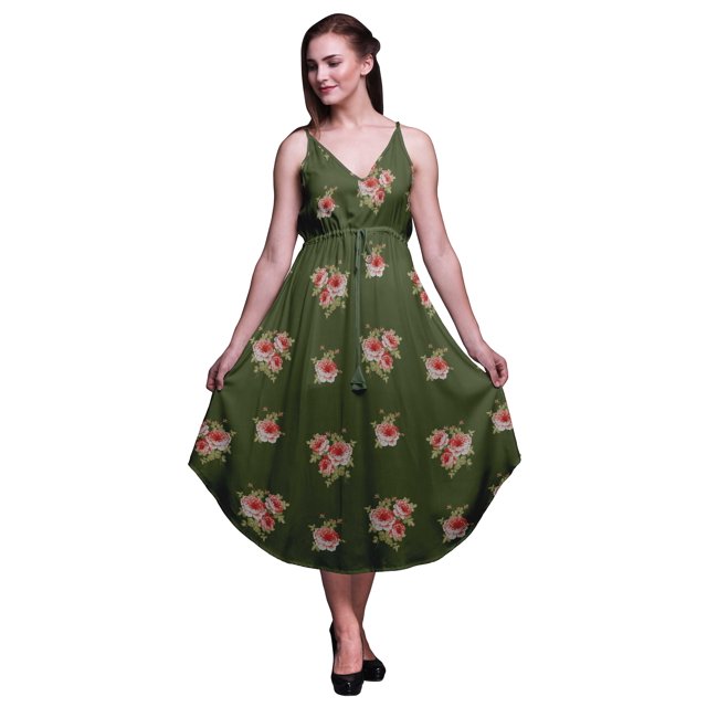Bimba Imprimé Floral Femmes Midi Plage Robe Strappy Estival Resort Wear-X-Large