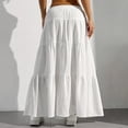 thumbnail image 5 of JIRNYORLL Womens Boho Flowy Maxi Skirt Ruffle Tiered Elastic Waist Beach Vacation Casual Long Skirts, White S, 5 of 7