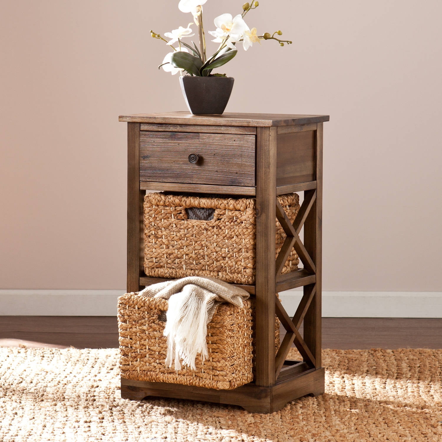 Southern Enterprises Corrine 3 Drawer Side Table Distressed Walmart Com Walmart Com