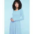 thumbnail image 3 of Made by Johnny Women's Comfy Casual Long Sleeve Flowy Dresses Loose Plain Dress with Pockets M AQUA, 3 of 6