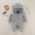 thumbnail image 5 of Kaemgyyd Newborn Baby Fleece Jumpsuit Winter Warm Sherpa Fuzzy Hooded Rompers Cute Long Sleeve Footed Outwear Outfits 2 Pc, 5 of 7