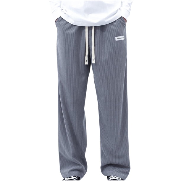Pantalones largos para hombre, de color liso, con cordón, informales, de moda, largos, para hombre