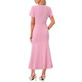 thumbnail image 3 of INSPIRE CHIC Women's Cocktail Dress Floral Embroidered Crewneck Fishtail Midi Formal Evening Dresses 2XL Dark Pink, 3 of 6