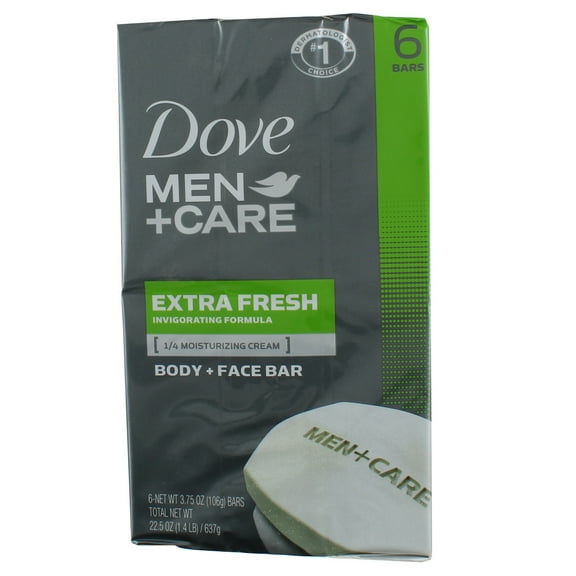 Dove Men Care Body & Face Bars, Extra Fresh, 4.25 oz bars, 6 ea (Pack of 2)